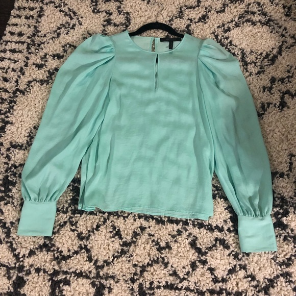BCBGMAXAZRIA mint green long sleeve blouse - Picture 4 of 7